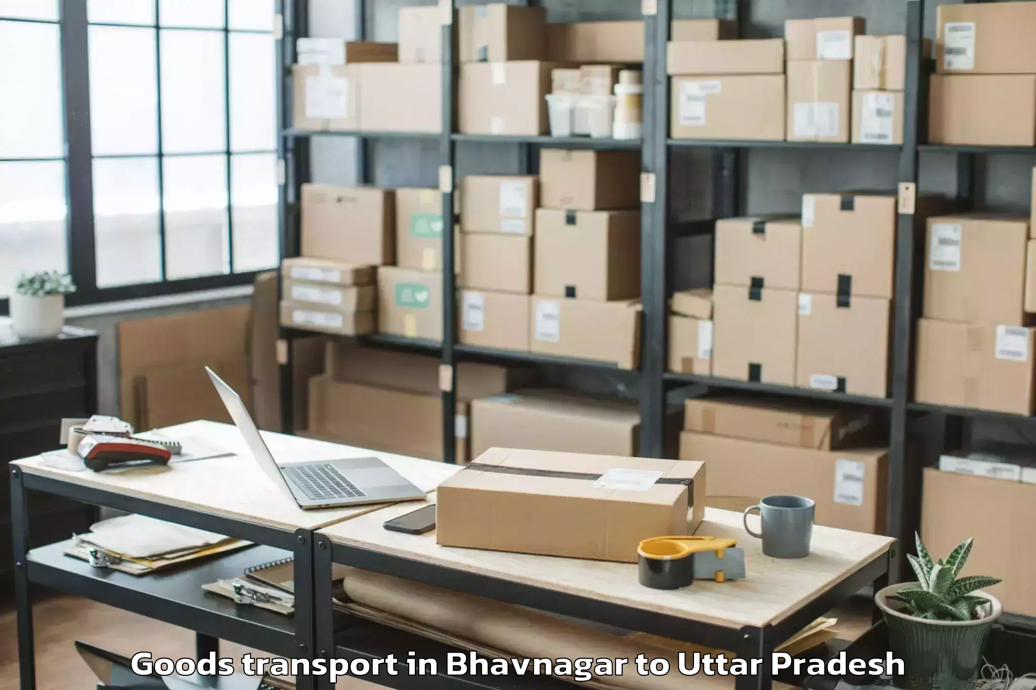 Hassle-Free Bhavnagar to Bundelkhand University Jhansi Goods Transport